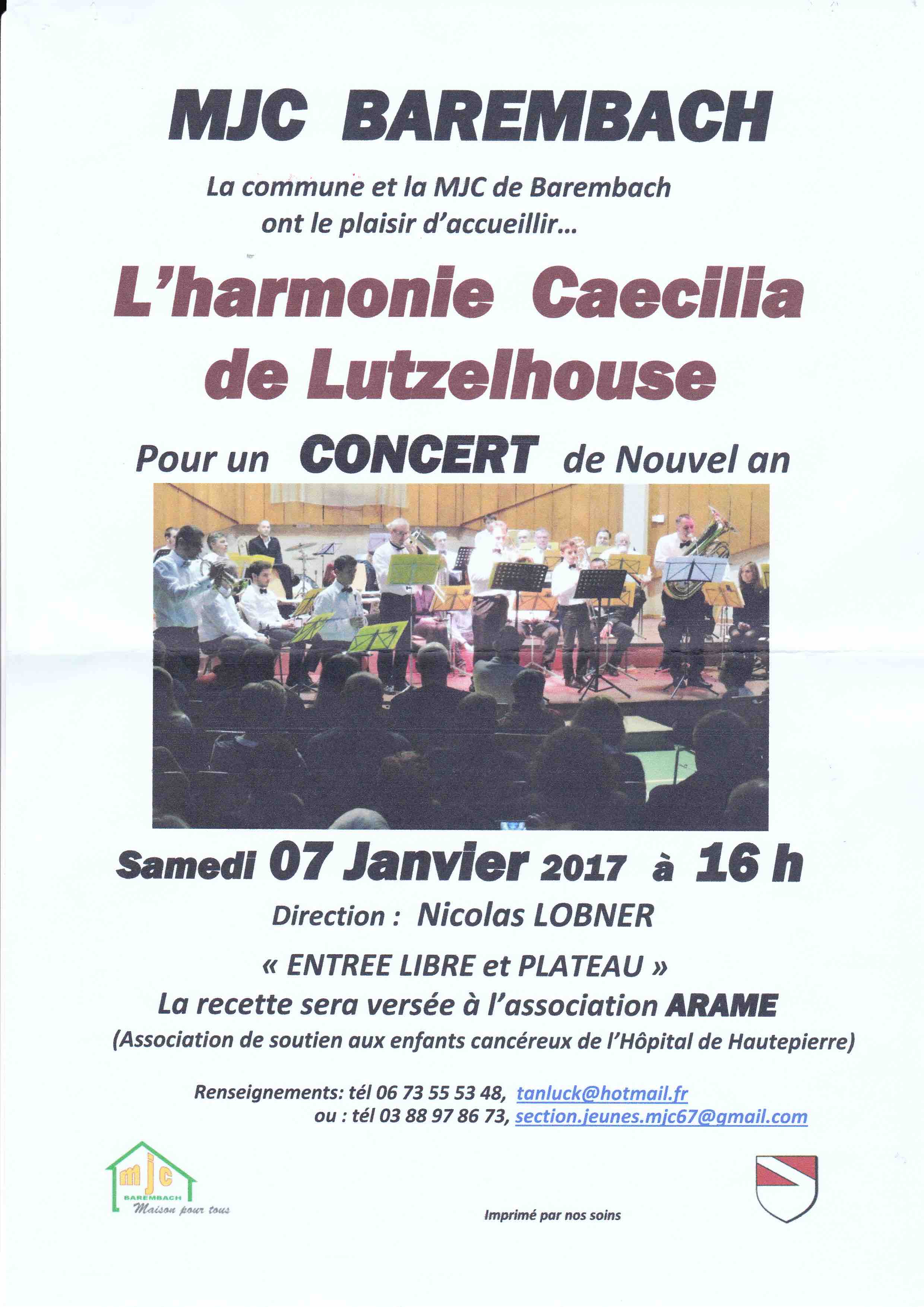 Affiche du concert du nouvel an à Barembach